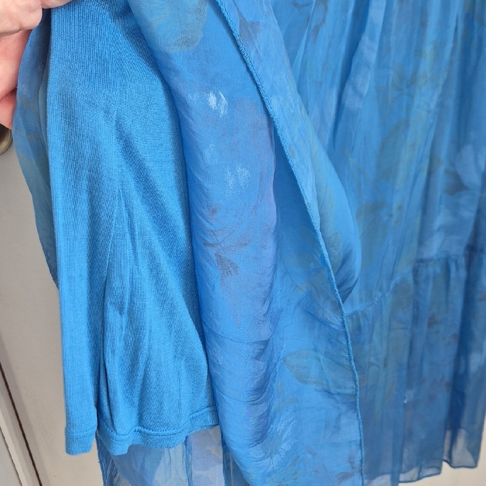 GUISY Blue Sheer Maxi Dress - Lightweight Layered Women's Dress - Picture 10 of 14
